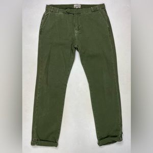 &SONS Virgil Chino Army Pants Men Size 34 x 30 Green Back Cinch Strap